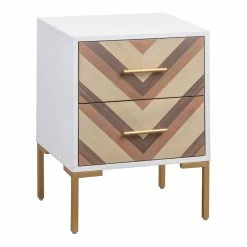 Coupon ๐งจ TOV Furniture Quinn 26"H Transitional Wood Nightstand In White/Brass โค๏ธ