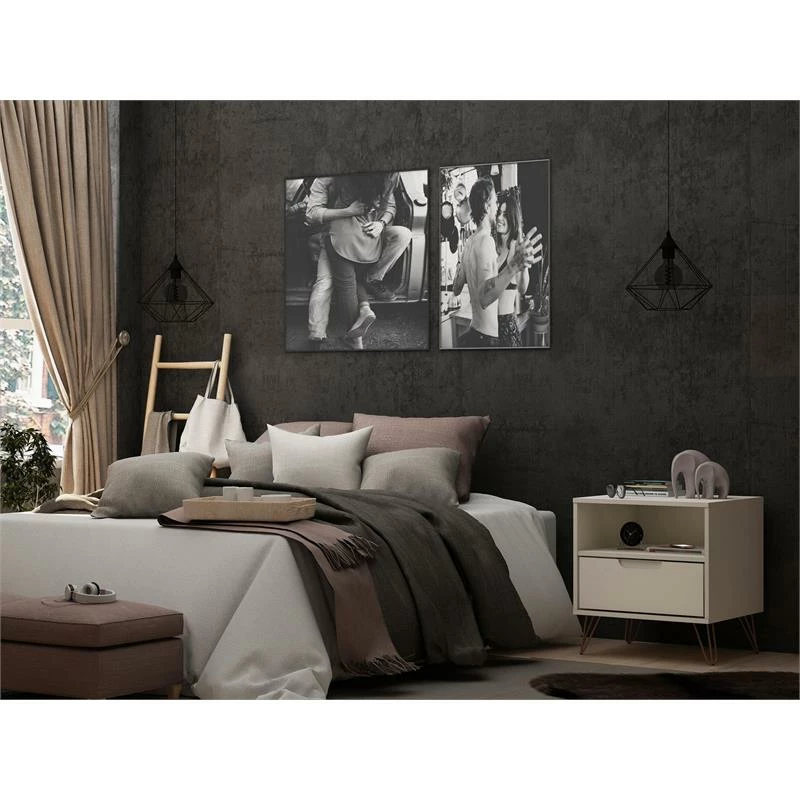 Buy ๐ Eden Home Wood Modern Glam Nightstand In Off White And Nature โจ - Image 2