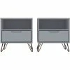Promo 🤩 Eden Home Mid-Century Modern Wood 2 PC 1 Drawer Nightstand Set In White 👍