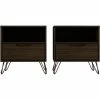 Discount ⌛ Eden Home Mid-Century Modern Wood 2 PC 1 Drawer Nightstand Set In Brown 🛒