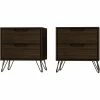 Wholesale 🌟 Eden Home Mid-Century Modern Wood 2 PC 2 Drawer Nightstand Set In Brown 🧨