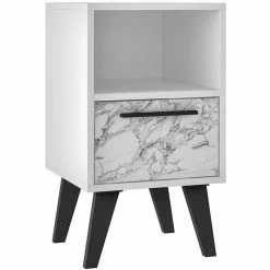 Hot Sale 😉 Eden Home Mid-Century Modern Modern Wood Nightstand In White 🔥