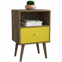 Best Sale ๐ Pemberly Row Wood 1 Drawer Nightstand In Rustic Brown & Yellow ๐ฅฐ