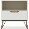 Discount 😍 Pemberly Row Mid-Century Modern Wood Nightstand In Off White & Nature ❤️
