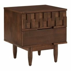 Wholesale 👏 INSPIRE Q 2-Drawer Geometric Ridges Mid-Century Wood Nightstand In Tobacco ⭐