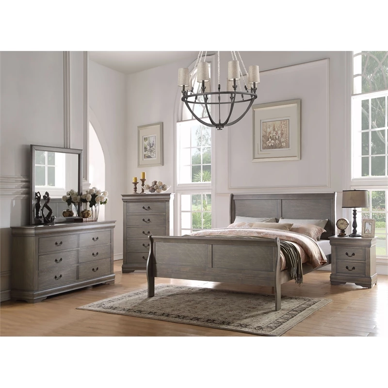 New ๐ ACME Furniture ACME Louis Philippe Wood Nightstand With 2 Drawers In Antique Gray ๐ฅฐ - Image 3