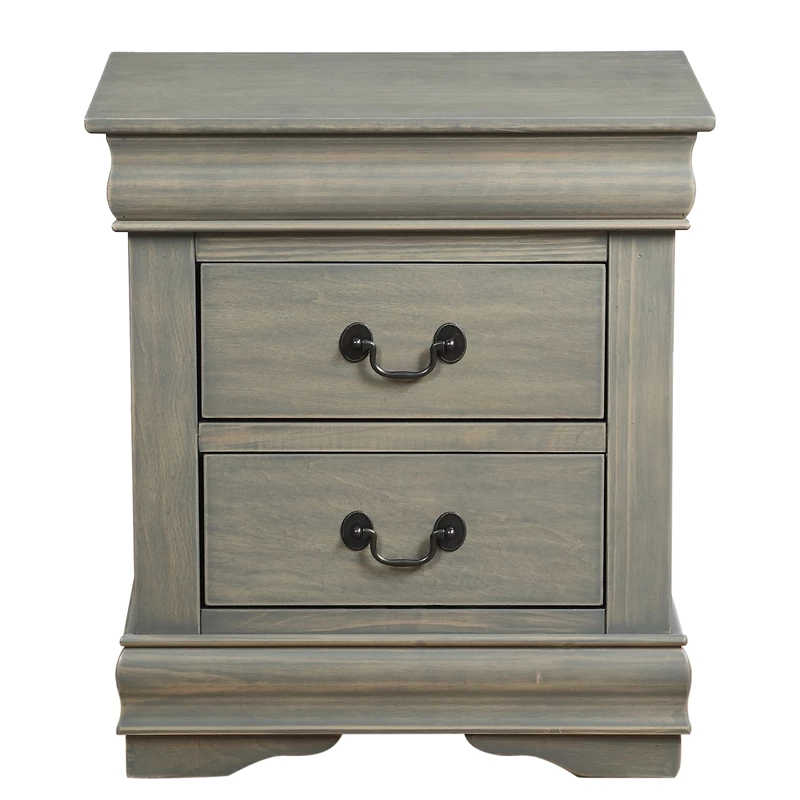 New ๐ ACME Furniture ACME Louis Philippe Wood Nightstand With 2 Drawers In Antique Gray ๐ฅฐ - Image 4