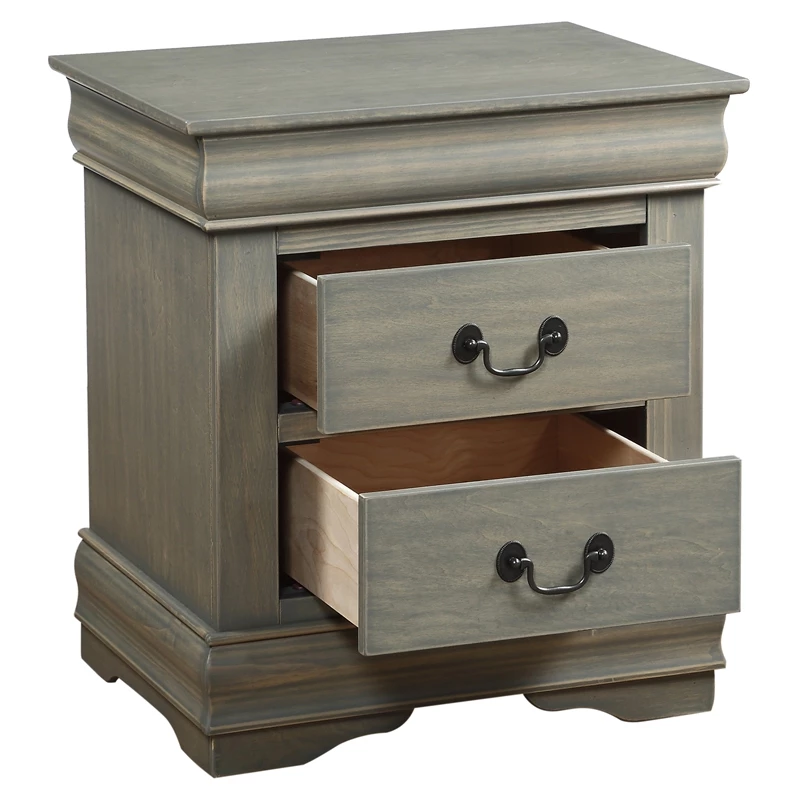 New ๐ ACME Furniture ACME Louis Philippe Wood Nightstand With 2 Drawers In Antique Gray ๐ฅฐ - Image 6