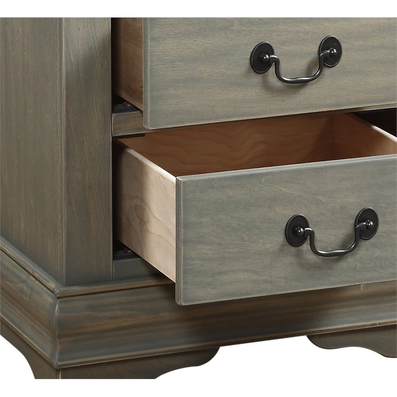 New ๐ ACME Furniture ACME Louis Philippe Wood Nightstand With 2 Drawers In Antique Gray ๐ฅฐ - Image 7