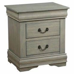 New ๐ ACME Furniture ACME Louis Philippe Wood Nightstand With 2 Drawers In Antique Gray ๐ฅฐ