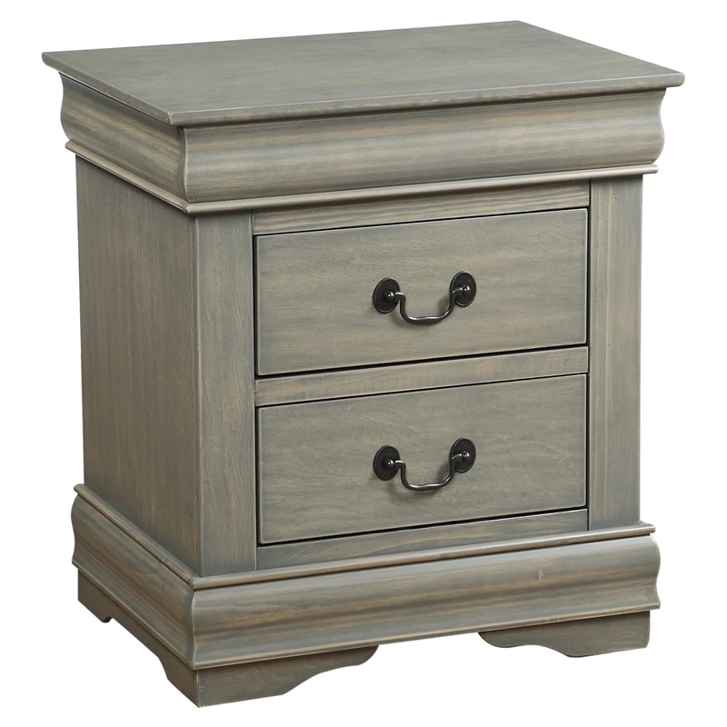 New ๐ ACME Furniture ACME Louis Philippe Wood Nightstand With 2 Drawers In Antique Gray ๐ฅฐ