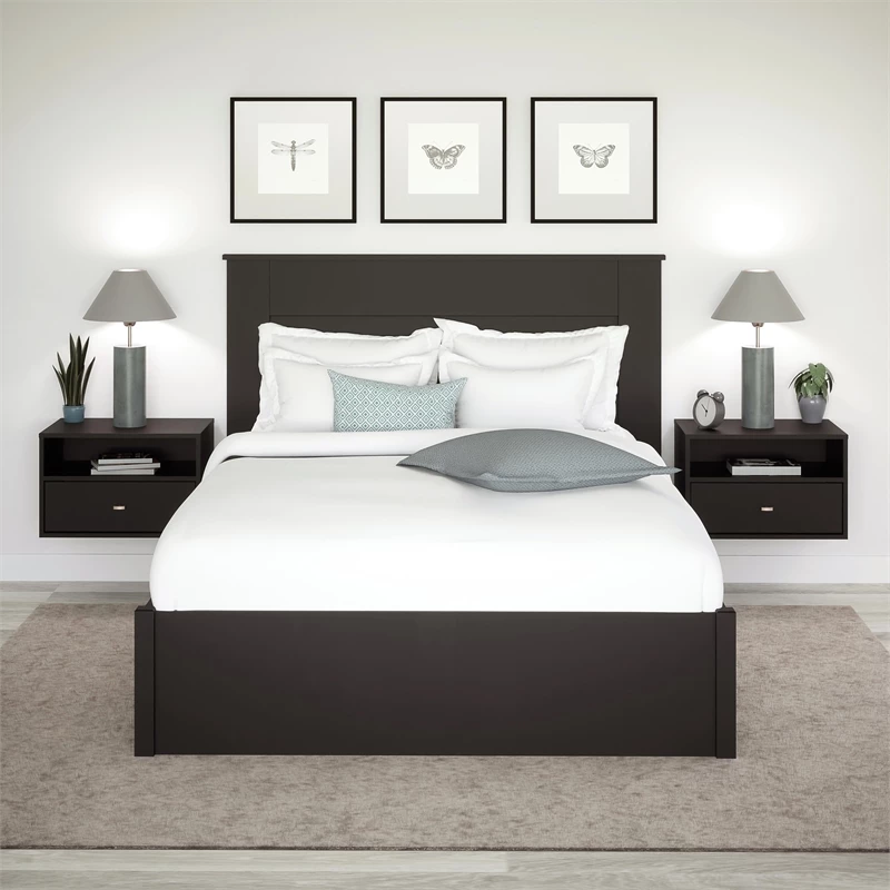 Wholesale โค๏ธ Prepac Hanging Nightstand With Open Shelf Black Engineered Wood-Set Of 2 ๐ - Image 2