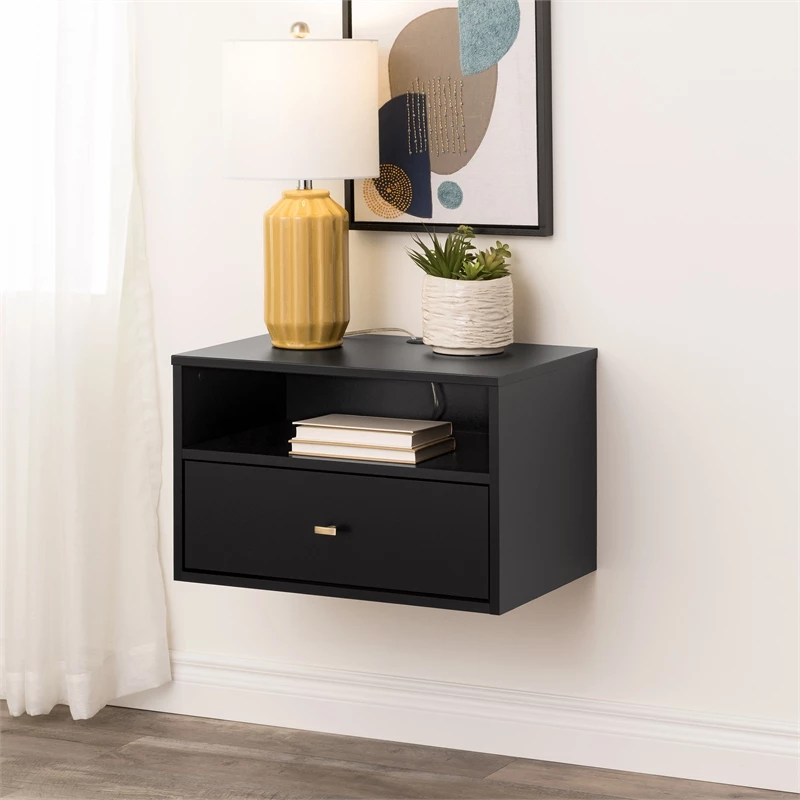 Wholesale โค๏ธ Prepac Hanging Nightstand With Open Shelf Black Engineered Wood-Set Of 2 ๐ - Image 11