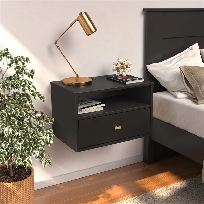 Wholesale โค๏ธ Prepac Hanging Nightstand With Open Shelf Black Engineered Wood-Set Of 2 ๐ - Image 12