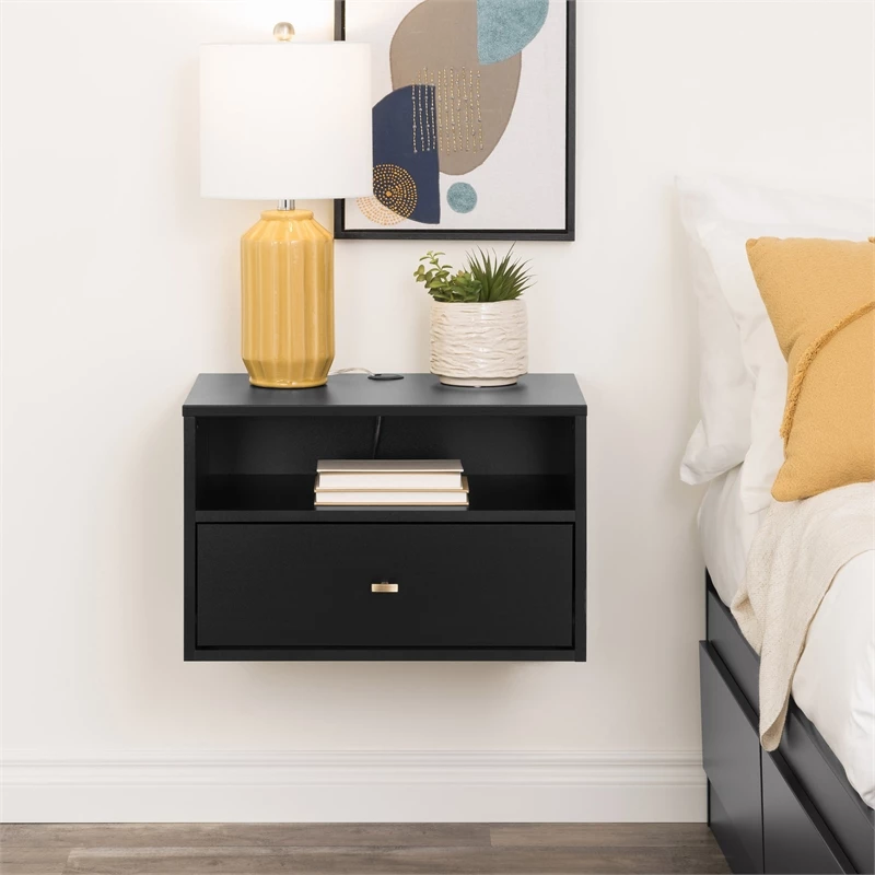 Wholesale โค๏ธ Prepac Hanging Nightstand With Open Shelf Black Engineered Wood-Set Of 2 ๐ - Image 3