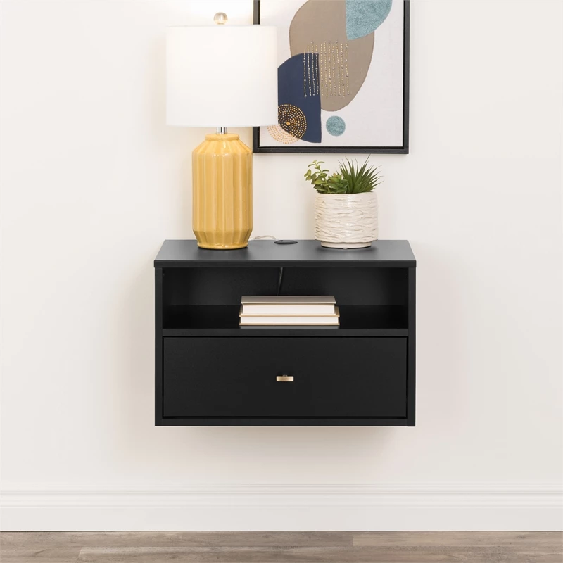 Wholesale โค๏ธ Prepac Hanging Nightstand With Open Shelf Black Engineered Wood-Set Of 2 ๐ - Image 9