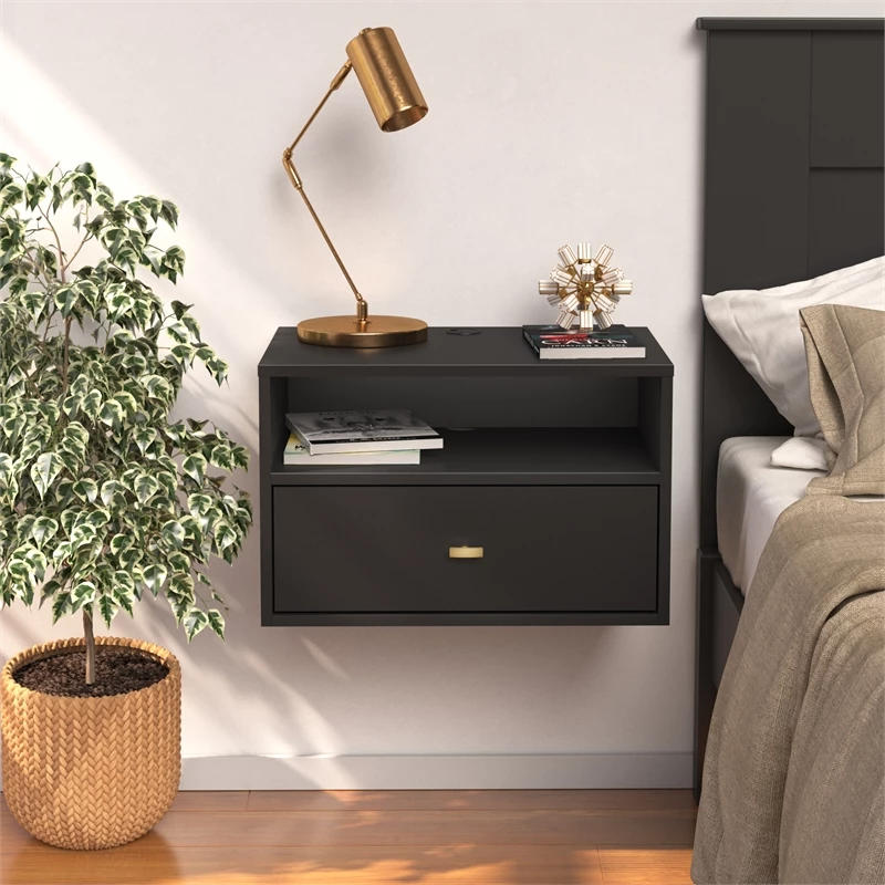 Wholesale โค๏ธ Prepac Hanging Nightstand With Open Shelf Black Engineered Wood-Set Of 2 ๐ - Image 10