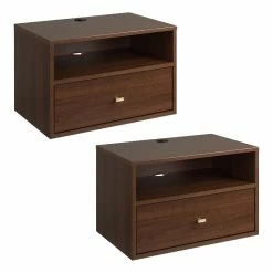 Brand new 👍 Prepac Hanging Nightstand With Open Shelf Cherry Engineered Wood-Set Of 2 ✨