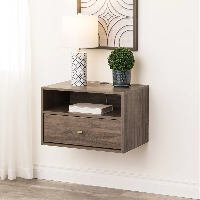Deals ๐ Prepac Hanging Nightstand With Open Shelf Drifted Gray Engineered Wood-Set Of 2 ๐ - Image 11