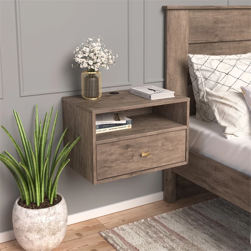 Deals ๐ Prepac Hanging Nightstand With Open Shelf Drifted Gray Engineered Wood-Set Of 2 ๐ - Image 12