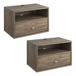 Deals ๐ Prepac Hanging Nightstand With Open Shelf Drifted Gray Engineered Wood-Set Of 2 ๐
