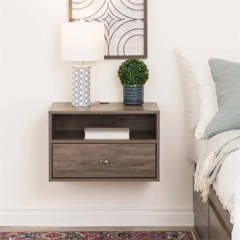 Deals ๐ Prepac Hanging Nightstand With Open Shelf Drifted Gray Engineered Wood-Set Of 2 ๐ - Image 3