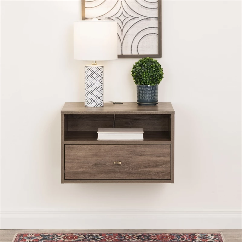 Deals ๐ Prepac Hanging Nightstand With Open Shelf Drifted Gray Engineered Wood-Set Of 2 ๐ - Image 9