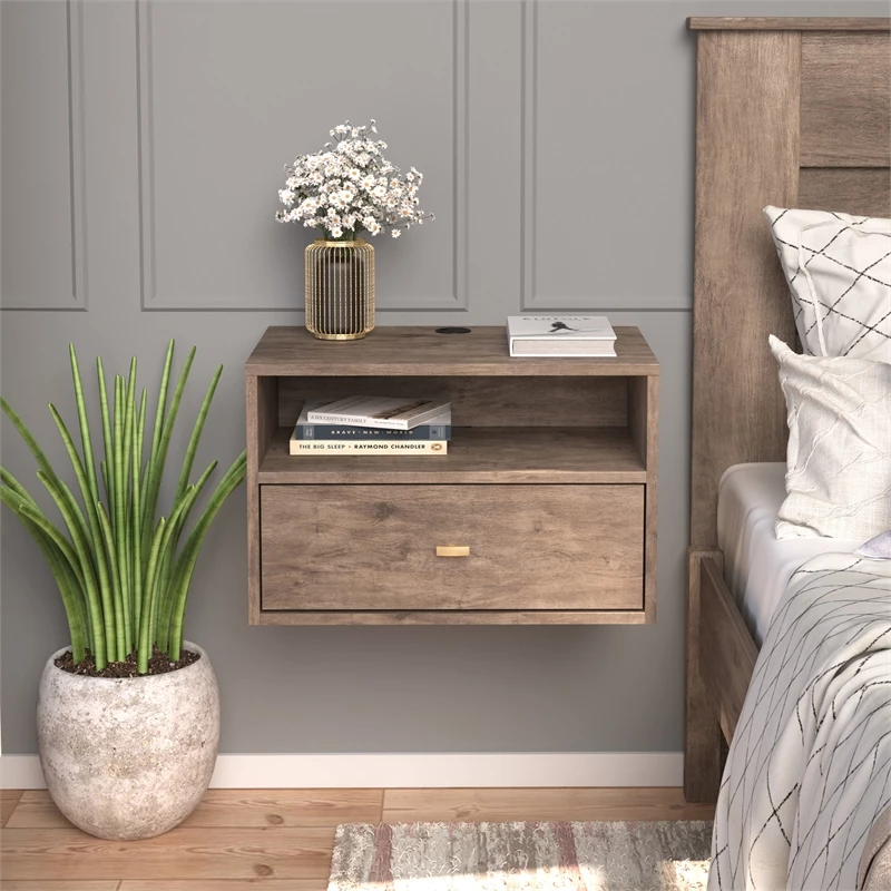 Deals ๐ Prepac Hanging Nightstand With Open Shelf Drifted Gray Engineered Wood-Set Of 2 ๐ - Image 10