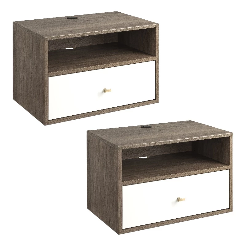 Best Pirce ✨ Prepac Hanging Nightstand With Open Shelf Multi-Color Engineered Wood-Set Of 2 🌟