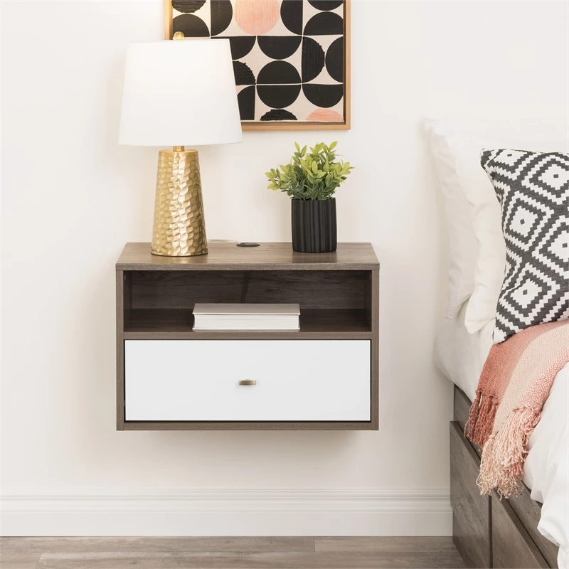 Best Pirce ✨ Prepac Hanging Nightstand With Open Shelf Multi-Color Engineered Wood-Set Of 2 🌟 - Image 3