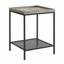 Buy ✨ Pemberly Row Rustic Industrial Square Tray Side Table In Gray Wash Finish 😉