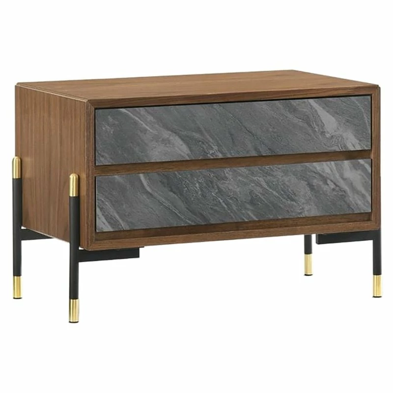 Outlet ๐ Modrest Metcalf 2-Drawer Mid-Century Wood Nightstand In Walnut/Gray ๐ฅฐ