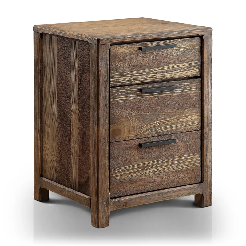 Budget ๐ฅ Bowery Hill Wood 3-Drawer Nightstand In Rustic Natural Tone Finish ๐