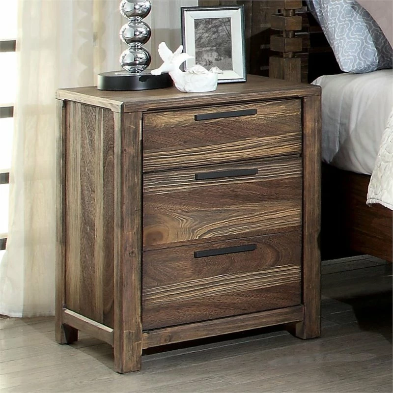 Budget ๐ฅ Bowery Hill Wood 3-Drawer Nightstand In Rustic Natural Tone Finish ๐ - Image 2