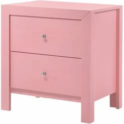 Outlet ⌛ Maklaine Transitional Engineered Wood 2 Drawer Nightstand In Pink 😀
