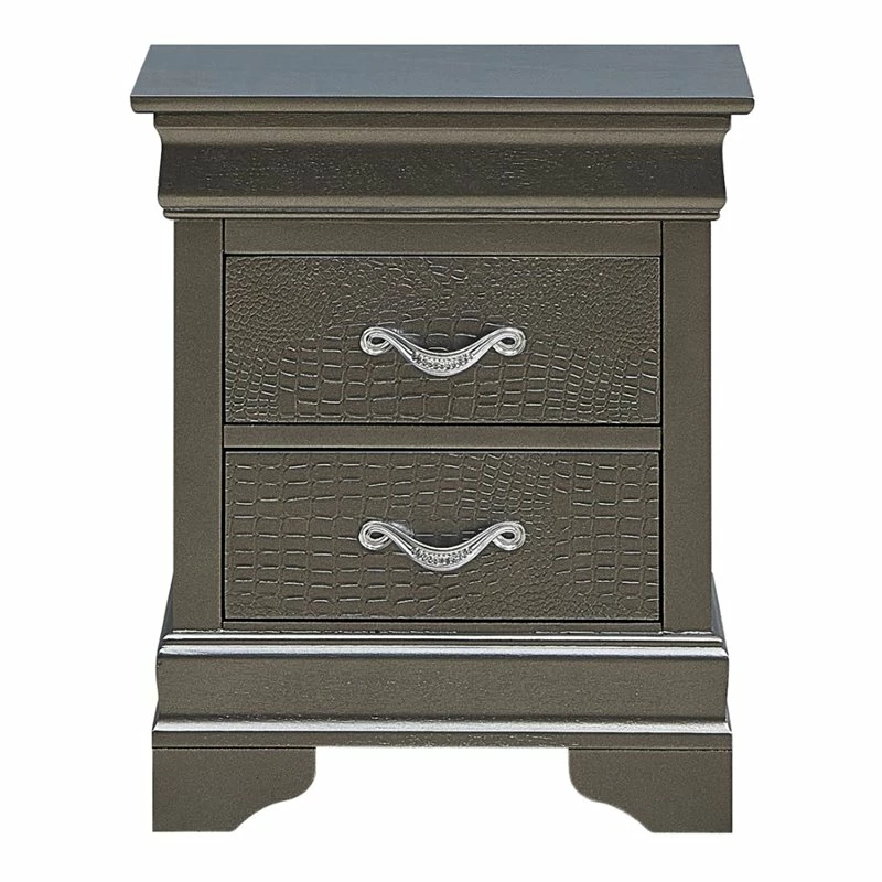 Deals 👍 Maklaine Transitional Engineered Wood 2 Drawer Nightstand In Charcoal 🔔 - Image 3