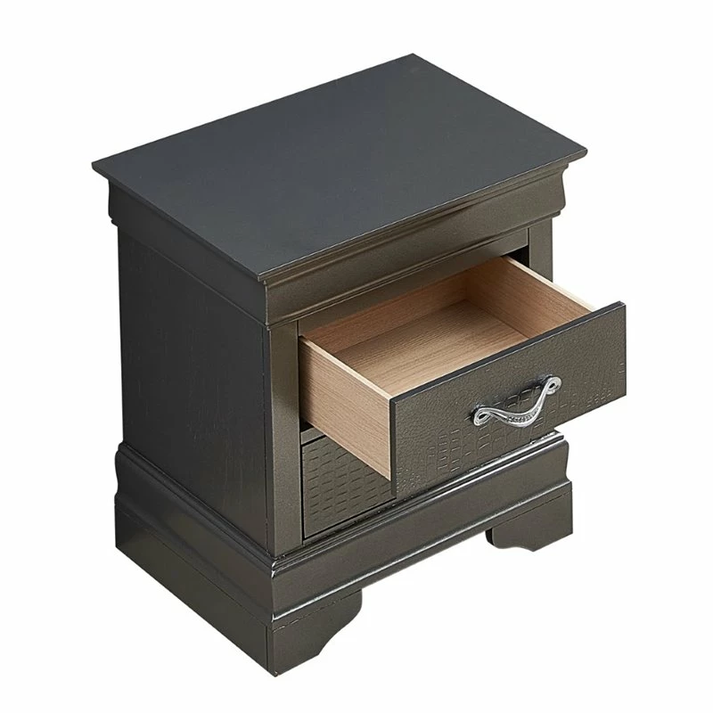 Deals 👍 Maklaine Transitional Engineered Wood 2 Drawer Nightstand In Charcoal 🔔 - Image 4