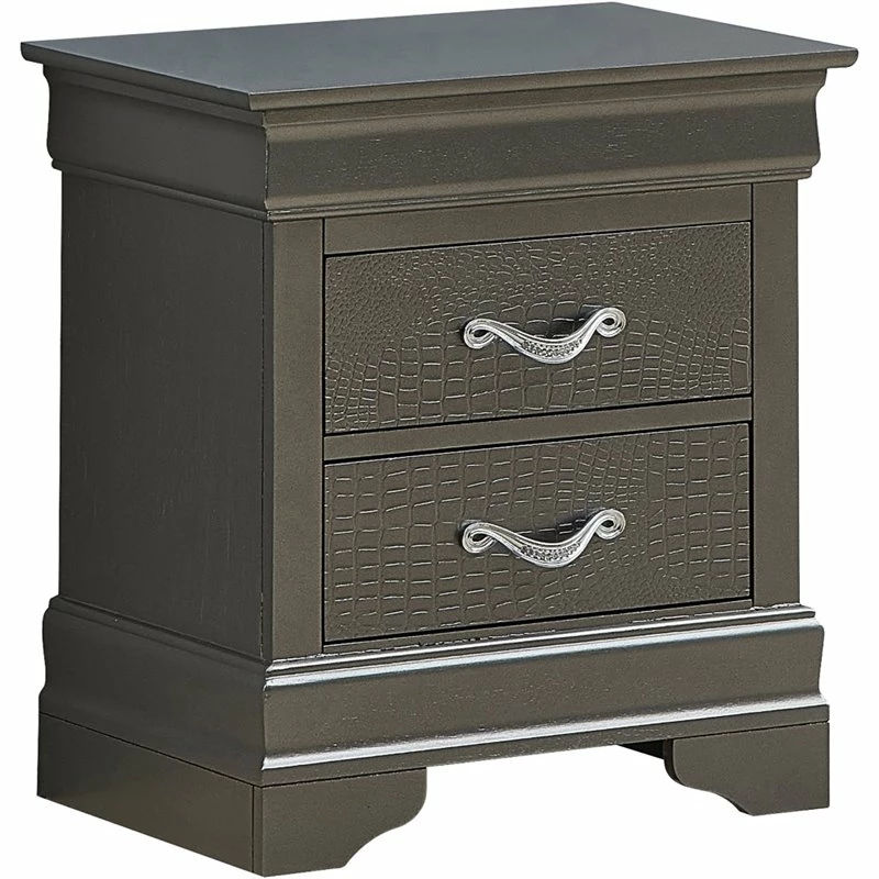 Deals 👍 Maklaine Transitional Engineered Wood 2 Drawer Nightstand In Charcoal 🔔