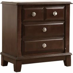 Buy ✨ Maklaine Transitional Engineered Wood 3 Drawer Nightstand In Cappuccino 🎁