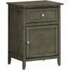 New ❤️ Maklaine Transitional Engineered Wood 1 Drawer 1 Door Nightstand In Gray 🔔