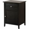 Cheap 👏 Maklaine Transitional Engineered Wood 1 Drawer 1 Door Nightstand In Black 🤩