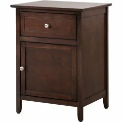 Wholesale 😀 Maklaine Transitional Engineered Wood 1 Drawer 1 Door Nightstand In Cappuccino 🌟