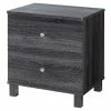 Outlet ❤️ Benjara Benjaza 22" 2-Drawer Straight Leg Transitional Wood Nightstand In Gray ✔️
