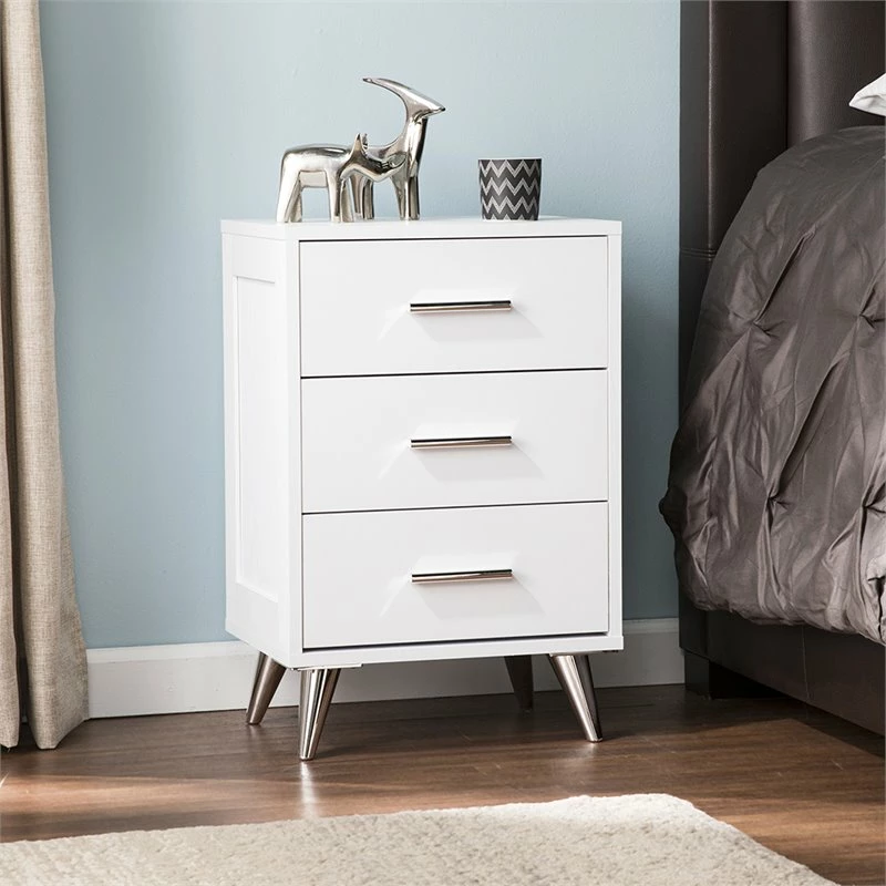 Top 10 ๐ Allora Mid-Century 3 Drawer Nightstand In White And Chrome Finish โญ - Image 15