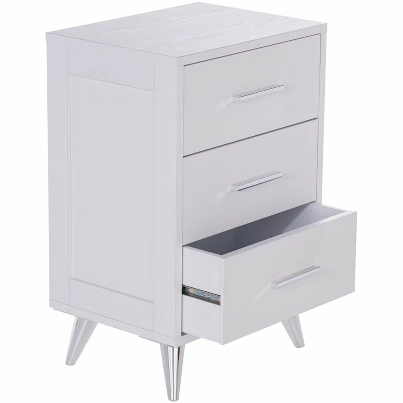Top 10 ๐ Allora Mid-Century 3 Drawer Nightstand In White And Chrome Finish โญ - Image 13