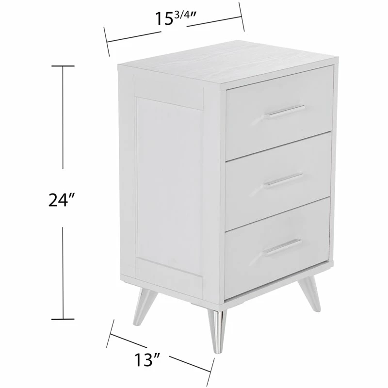 Top 10 ๐ Allora Mid-Century 3 Drawer Nightstand In White And Chrome Finish โญ - Image 4