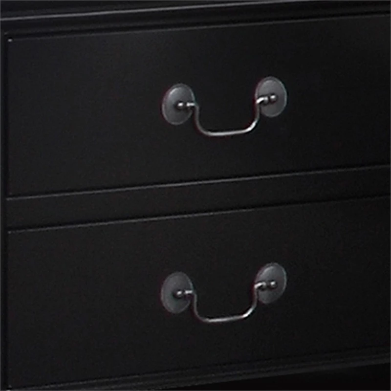Best deal ๐งจ Benzara Liam 23 Inch 2 Drawer Wood Nightstand Antique Style Drop Handles Black ๐ - Image 4