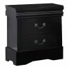 Best deal 🧨 Benzara Liam 23 Inch 2 Drawer Wood Nightstand Antique Style Drop Handles Black 🔔
