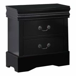 Best deal ๐งจ Benzara Liam 23 Inch 2 Drawer Wood Nightstand Antique Style Drop Handles Black ๐