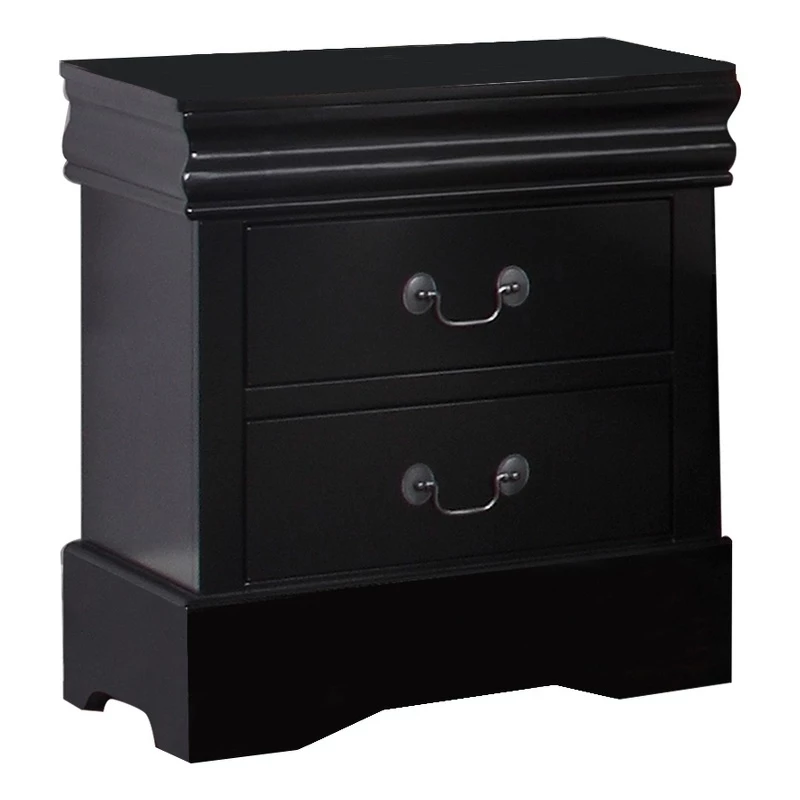 Best deal ๐งจ Benzara Liam 23 Inch 2 Drawer Wood Nightstand Antique Style Drop Handles Black ๐